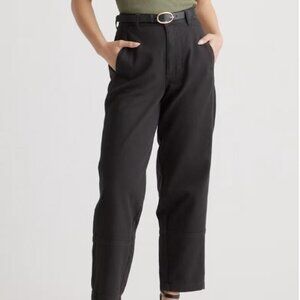 Quince Organic Stretch Cotton Twill Barrel Pants - Size 10 - Black